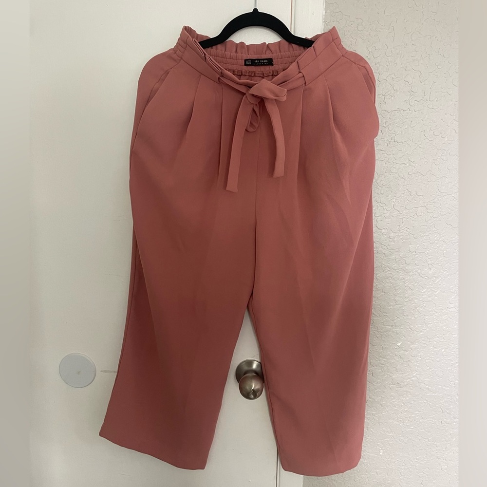 Zara Basic Collection Paperbag Trousers Size XSmall Wide Leg and High Waist